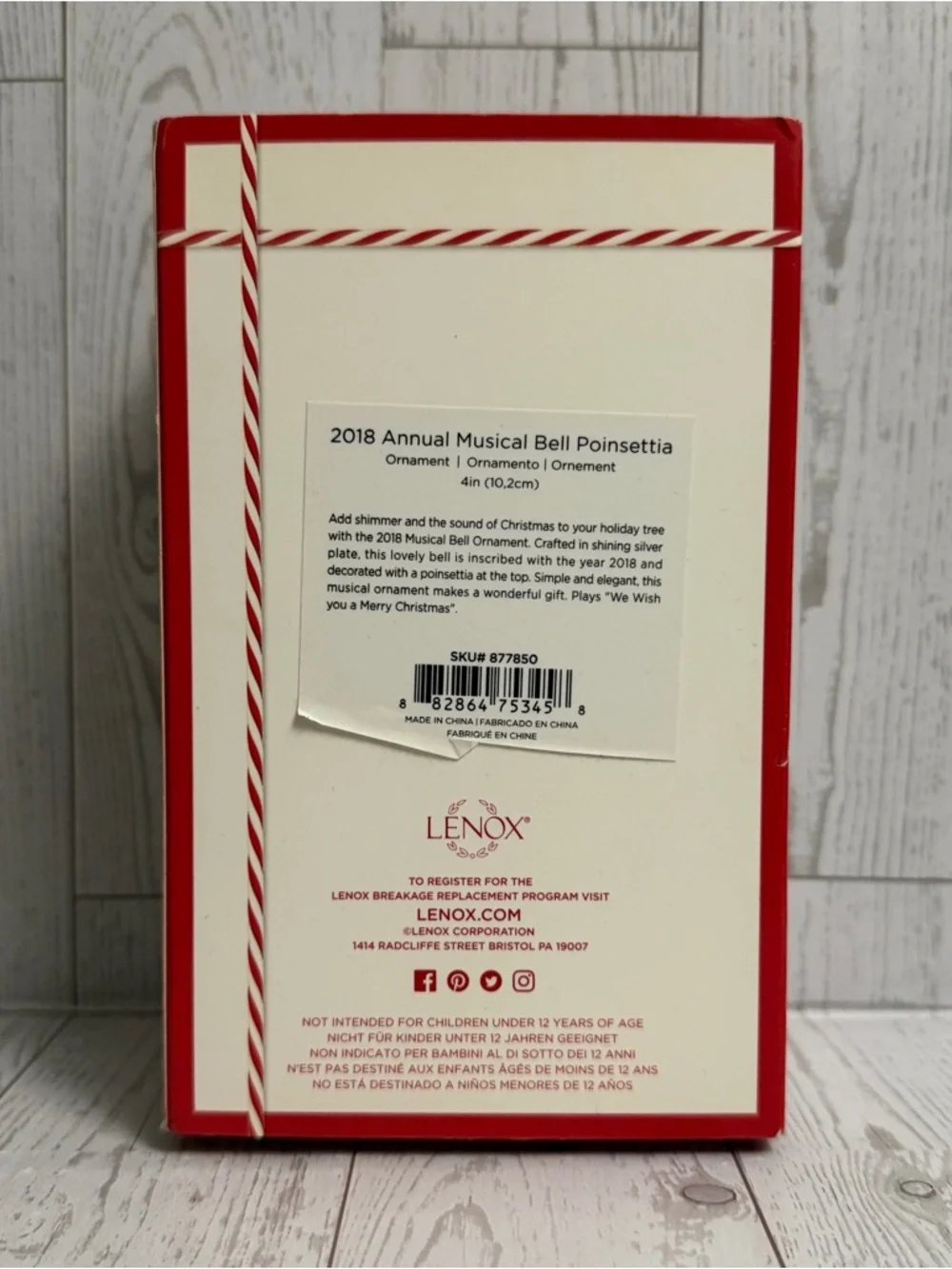 LENOX 2018 Christmas Ornament Song Musical‎ Silver Bell Poinsettia Annual Steiff